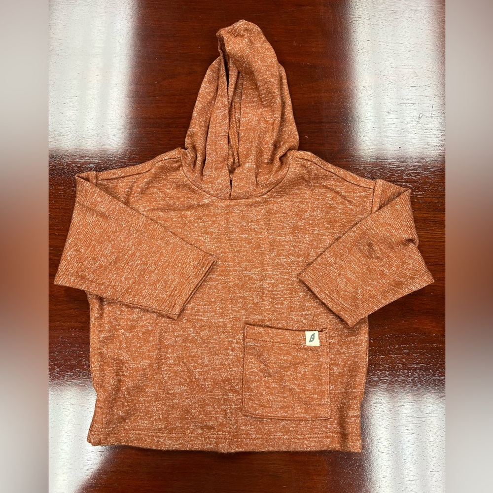 easy-least Rust Orange Hooded Sweater with Pocket Sz 12 months